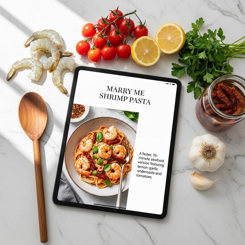 Marry Me Shrimp Pasta Recipe PDF | 15 Minute Seafood Dinner | Digital Download | Creamy Lemon Garlic | Printable Card image 6