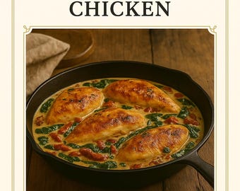 Creamy Tuscan Chicken Illustrated Recipe Print Instant Download