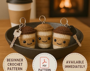 Patrón de crochet para llavero de taza de café: Amigurumi para principiantes (Descarga PDF)
