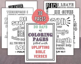 Bible Verse Coloring Pages, 30 Printable Christian Faith Scripture Sheets, Fun & Relaxing Religious Inspirational Activity for Adults, Teens