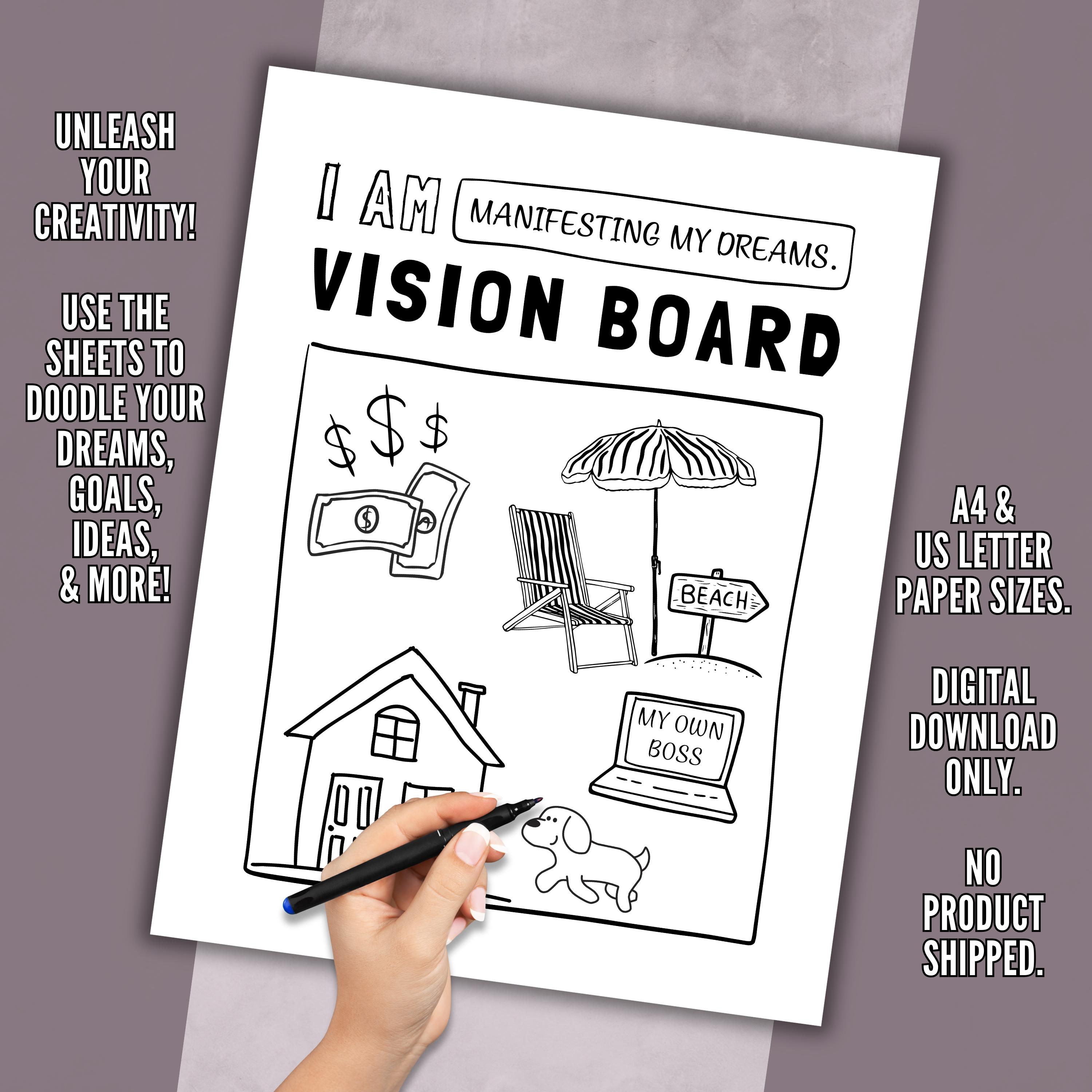 Vision Exercise Worksheet Affirmation, Vision Board, & Gratitude Worksheet Bundle - Printable ...