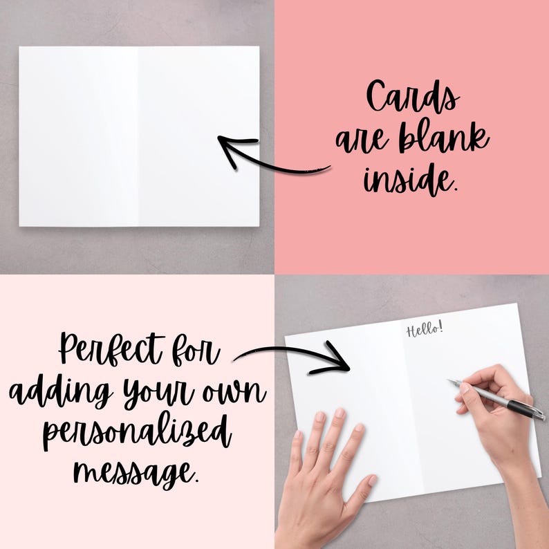 The printable hostess thank you greeting cards have blank insides. Perfect for adding your own handwritten personalized message to the card recipient.