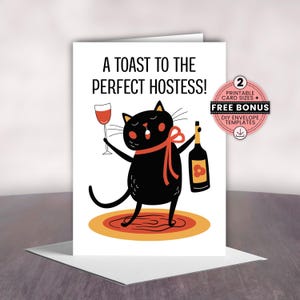 Tarjeta de agradecimiento para anfitrionas, regalo imprimible para toda ocasión, plantilla de sobre GRATIS, tarjetas de felicitación para anfitriones de 4x6 y 5x7 descargables, PDF