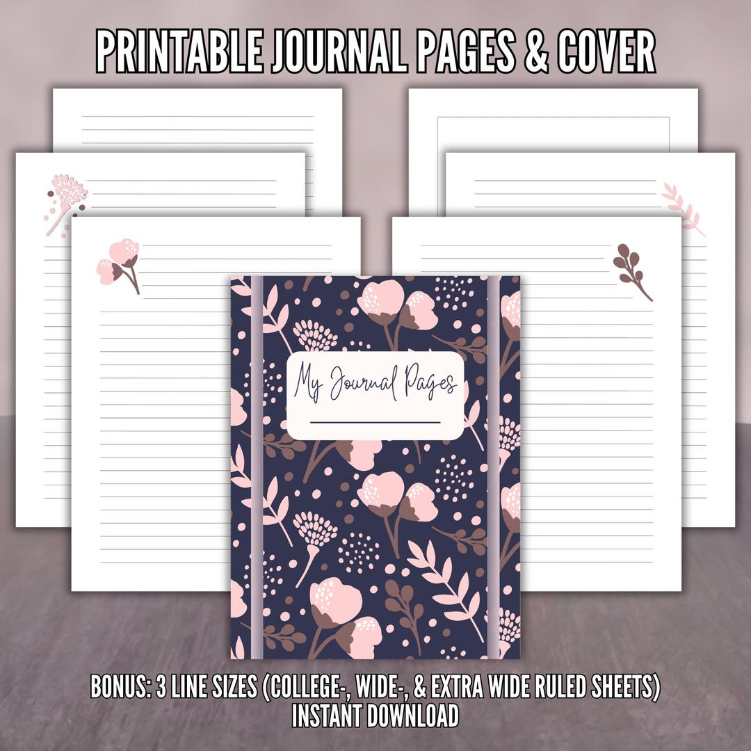 Printable Journal Pages | College-, Wide- & Extra Wide-ruled Lined ...