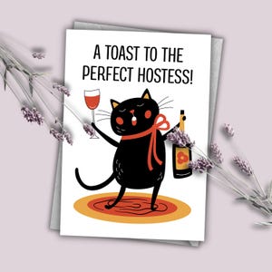 Printable portrait-oriented thank you greeting card for hostesses. Perfect last-minute gift for her. Free bonus printable envelope templates included with purchase that fit the 5x7 and 4x6 trim-to-fit holiday cards. Instant digital download. PDF files include printing instructions & tips for the cards and envelopes.