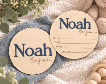 Baby Announcement Sign With Birth Stats | Baby Name Plate | Wood Name Reveal Sign | Personalized Baby Name Sign | Sign For Hospital