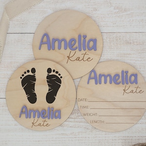 Baby Announcement Sign with Birth Stats, Footprint Sign For Newborn, Personalized Baby Name Sign, Baby Name Reveal Sign For Hospital