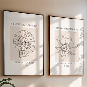 SET OF 2 Seashell Art Prints, Beach House Prints, Ocean Themed Wall Prints, Seashell Posters, Coastal Art, Modern Wall Art, Neutral Wall Art