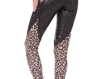 Leopardenmuster Vollbesatz-Reitleggings: Reiter-Silikon-Griff-Strumpfhose