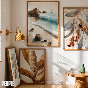 Australian Coastal Wall Art Set of 3 Digital Prints – Beach, Botanical & Nature Poster Collection for Living Room or Bedroom Decor