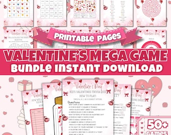 Valentine's Day Games Mega Bundle, Printable Party Games (Digital Download)