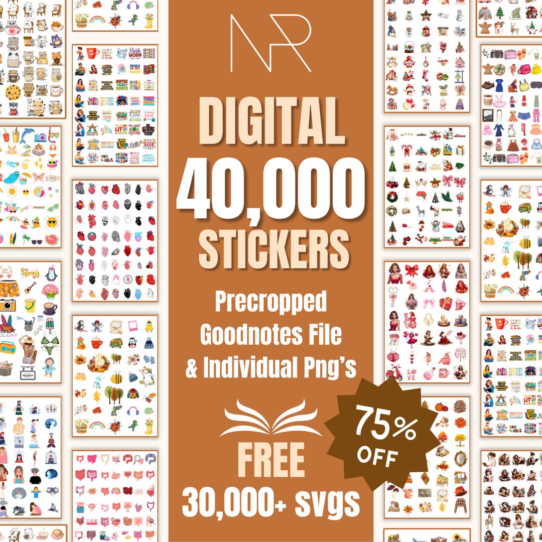 Goodnotes Sticker Bundle, 40000+ PNG Stickers, 30000+ Svgs (digital ...