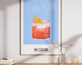 Poster vintage con la ricetta del cocktail Negroni, arte dell'aperitivo italiano