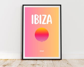 Ibiza Print - Minimalist Ibiza Sunset Poster | Mediterranean Coastal Decor | Spain Travel Print | Modern Beach Artwork