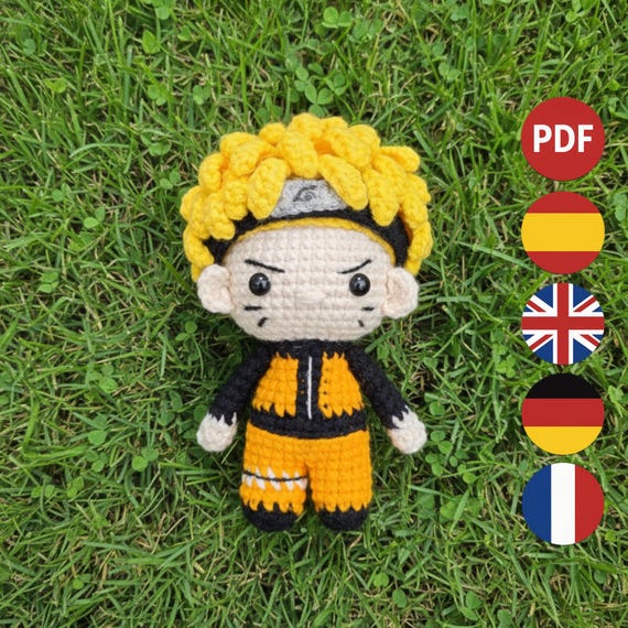 Crochet Pattern – Patrón Digital –  Niño Ninja con Traje Emblemático y Detalles de Energía Heroica | PDF Esp - Eng - Ger - Fra