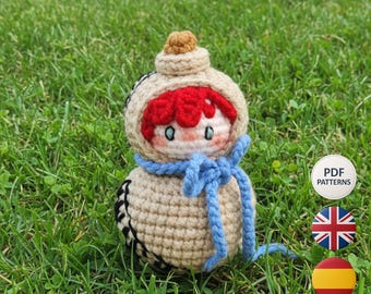 Crochet Pattern - Digital Pattern - Anime-Inspired Sand Ninja Container | Sand Pumpkin Amigurumi | PDF | ESP–ENG