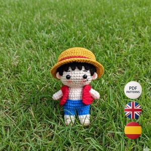 Crochet Pattern - Digital Pattern - Rubber Pirate Captain, Cheerful and Adventurous Amigurumi with Hat | Crochet PDF | ESP-ENG