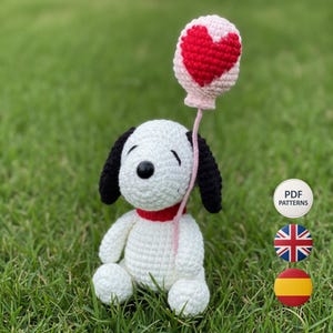 Crochet Pattern - Digital Pattern - Mini Snooppy with Balloon | PDF Format | ENG - ESP