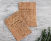 Passport Cover, Monogrammed Cork Passport Covers, Laser Engraved Monogrammed Eco Friendly Vegan Unisex Travel Accessories