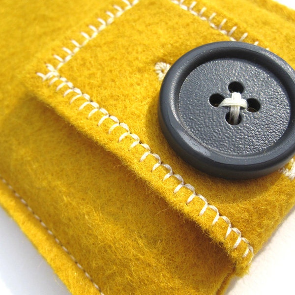 FREE U.S. SHIPPING - Yellow Wool Felt iPhone Case - Stocking Stuffer Holiday Gift