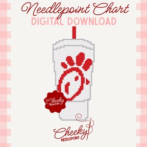 Chick-Fil-A Cup | Needlepoint Chart Pattern | Digital Needlepoint Chart Download PDF