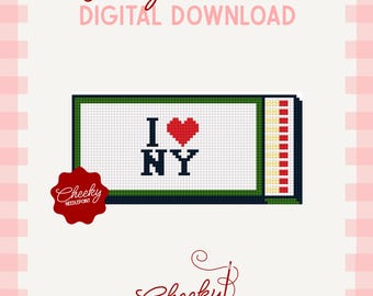 I Love NY Needlepoint Chart Pattern | Matchbox Canvas (Digital Download)