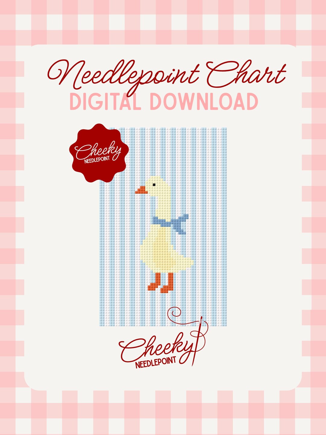 Goose Graph Pattern Silly Goose - Blue | Nursery Decor | Needlepoint Chart Pattern (digital ...