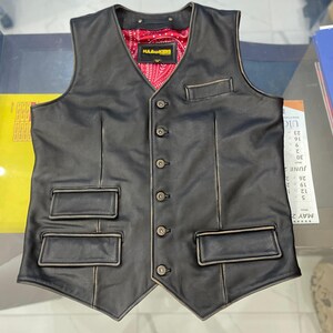 Men&#39;s Black Cowhide Leather Vest ,Cafe Racer Vest, Men&#39;s Black Leather Biker Vest, Motorcycle Vest, Leather Vest For Men