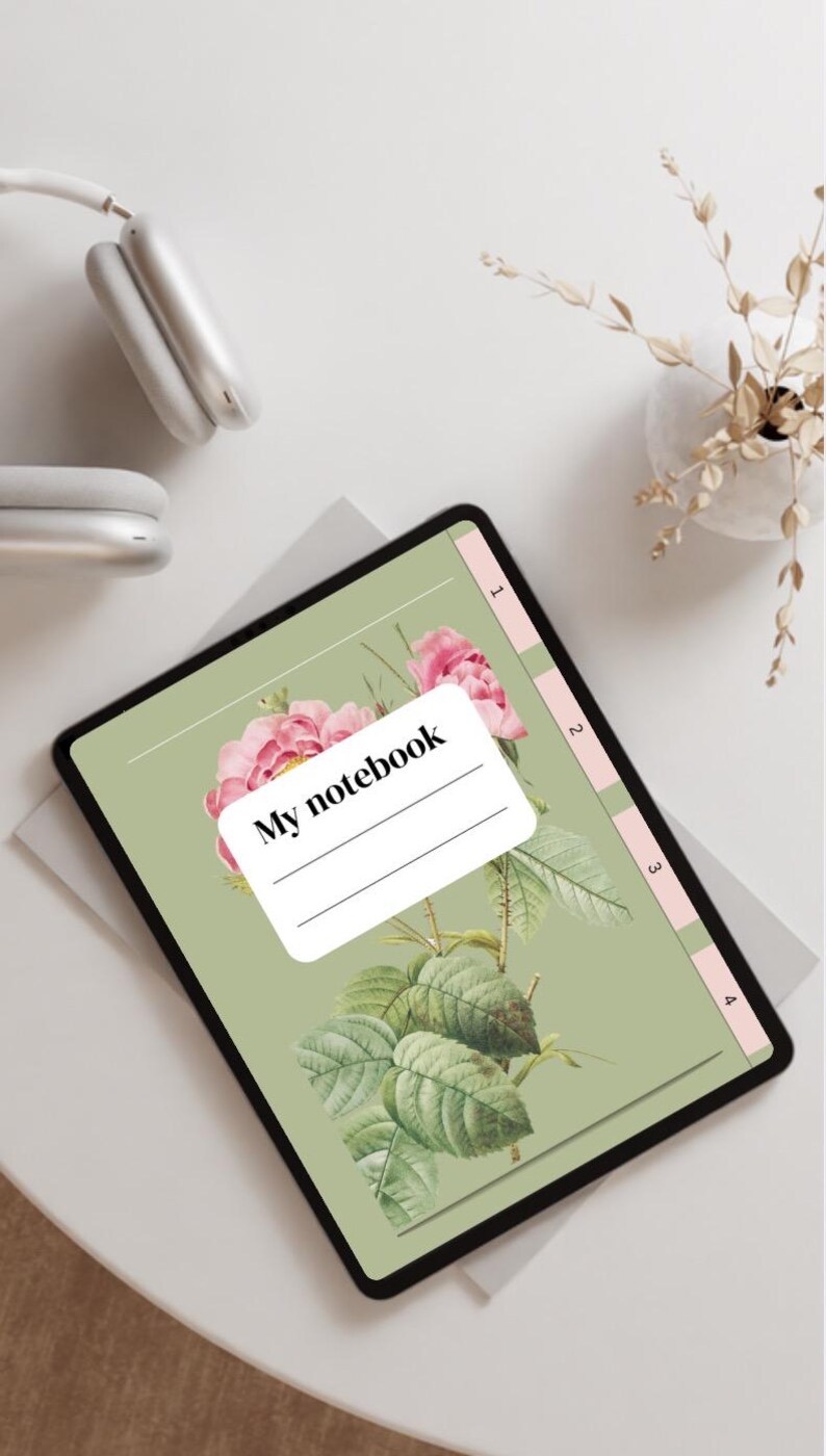 Digital Notebook With Clickable Tabs, Floral Style - Etsy