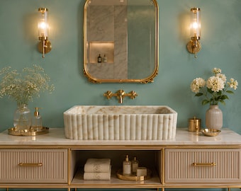 Calacatta Gold Marble Sink, Handmade