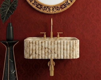 Handgefertigte Calacatta Gold Marmor Waschbecken