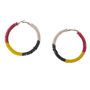 Handmade Indigenous Boho Beaded Hoop Earrings
