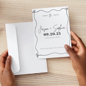 Minimalist Save the Date Template | Black and White Wedding Invitation | Editable Canva Printable