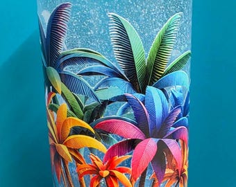 Tropical Palm Tree Snow Globe Tumbler | Glitter Island Beach Drinkware (20 Oz.)