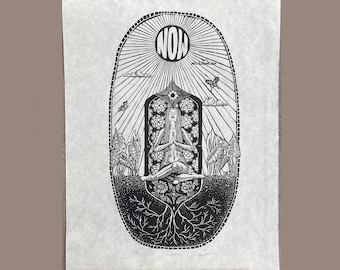Divine Mother/ Wall Art/ meditation Art/ Woodblock Print/ Print