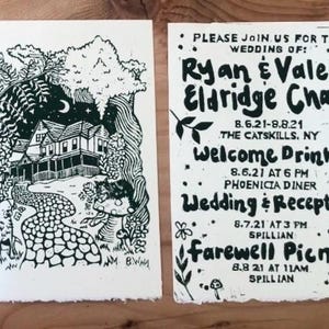 Custom Block Print Wedding Invitations - DEPOSIT - Etsy
