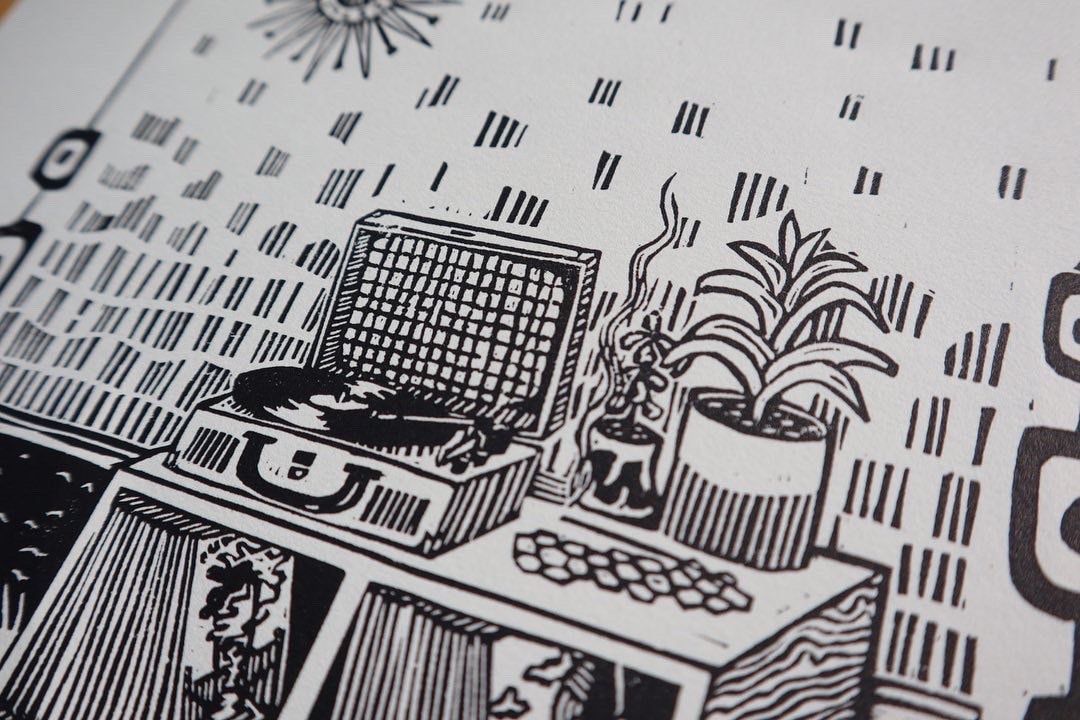 Block Print Rotation Heavy Rotation Record Player Block Print - Etsy