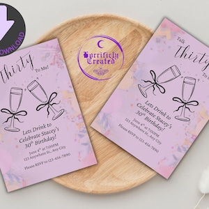 30th Birthday Invitation Template, Pink Talk Thirty To Me, Printable Party, Editable, Digital Download, Canva, Dirty Thirty Invite