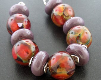 Handmade Lampwork Beads For Unique Statement Bracelet Bead Supplies Organic Beads Artisan Beads Unusual Beads--