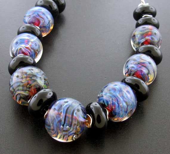 Handmade Lampwork Beads For Unique Statement Bracelet Bead Supplies Organic Beads Artisan Beads Unusual Beads--