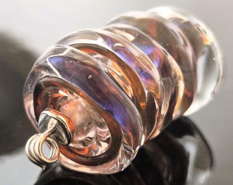 Handmade Lampwork Beads: Clear wrapped in Silver Glass Encased Disk Set