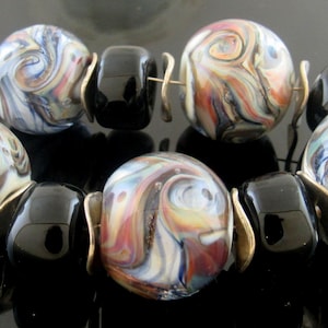 Handmade Encased Striking Silver Glass Twisted StringersLampwork Beads  with Spacers