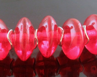 Made To Order (MTO) --Handmade Bright Transparent Red Disks  Lampwork Beads