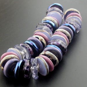 Made To Order (MTO) –" Purple Rain" Handmade Several Shades of Violet Purple Lilac Decorated with Loads of Fine Silver Lampwork Disk Beads