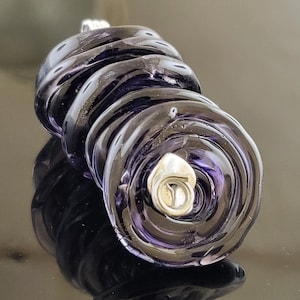 Handmade Veiled Violet Silver Glass Disk Lampwork Beads