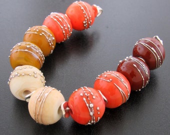 Made To Order(MTO) --Handmade Rustic Organic Decorated with Loads of Fine Silver Trail Round Lampwork Beads