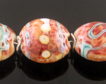 Made To Order (MTO)—Handmade Opal Yellow with Copper Green and Fushia Rose Frit Lampwork Beads