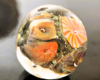 Organic Silvered Ivory Stringers and Murini Encased Lampwork Focals