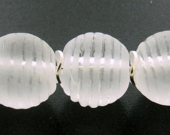 Made To Order (MTO)—Handmade Etched Ribbed Clear Glass Round Lampwork Beads