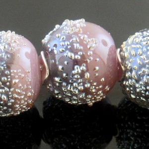 Made To Order (MTO)—Handmade Silvered Violet and Blue Round Lampwork Beads